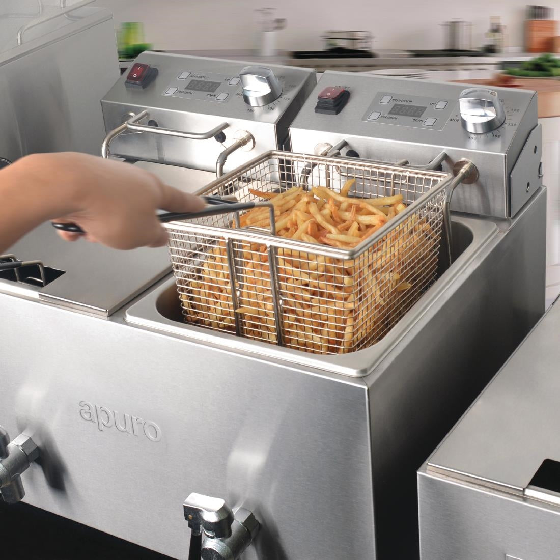 Apuro Double Fryer with Timer - 2x8Ltr - 2.9kW