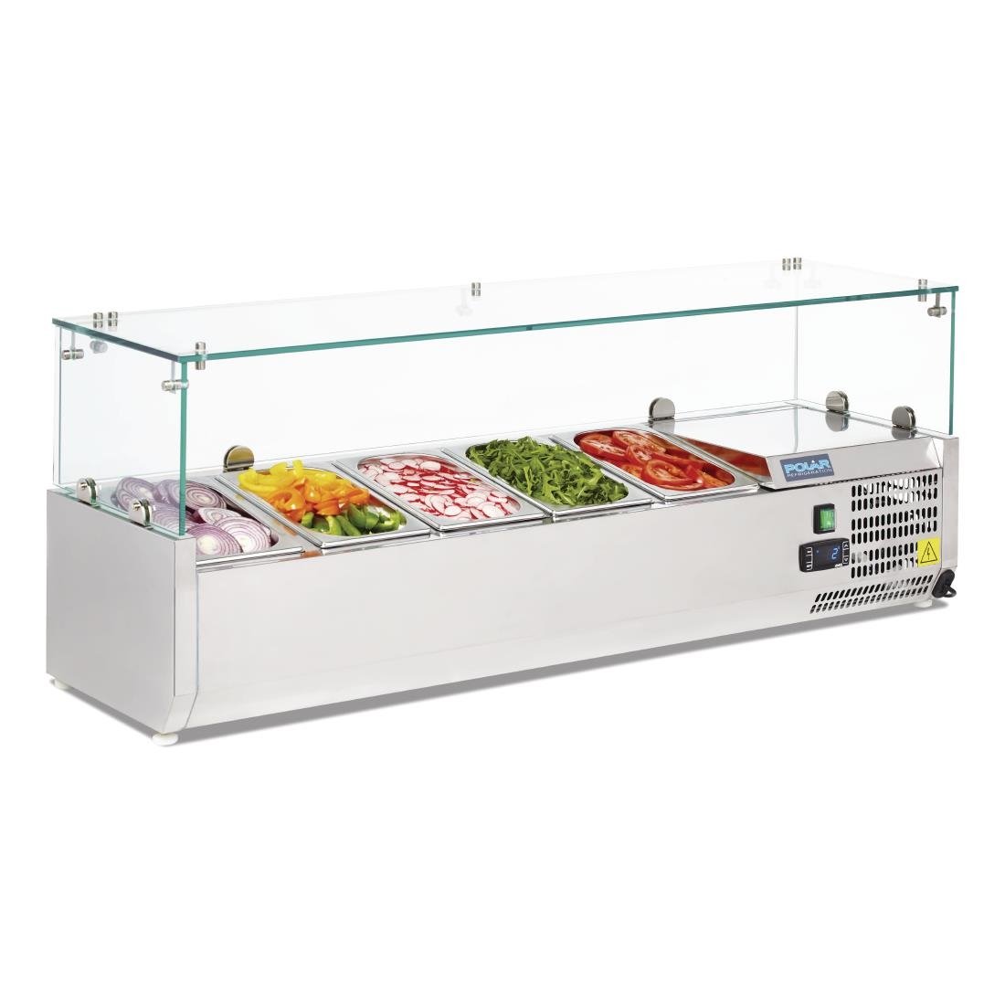 Polar G-Series Countertop Prep Fridge 5x 1/4GN with Glass Sneeze guard