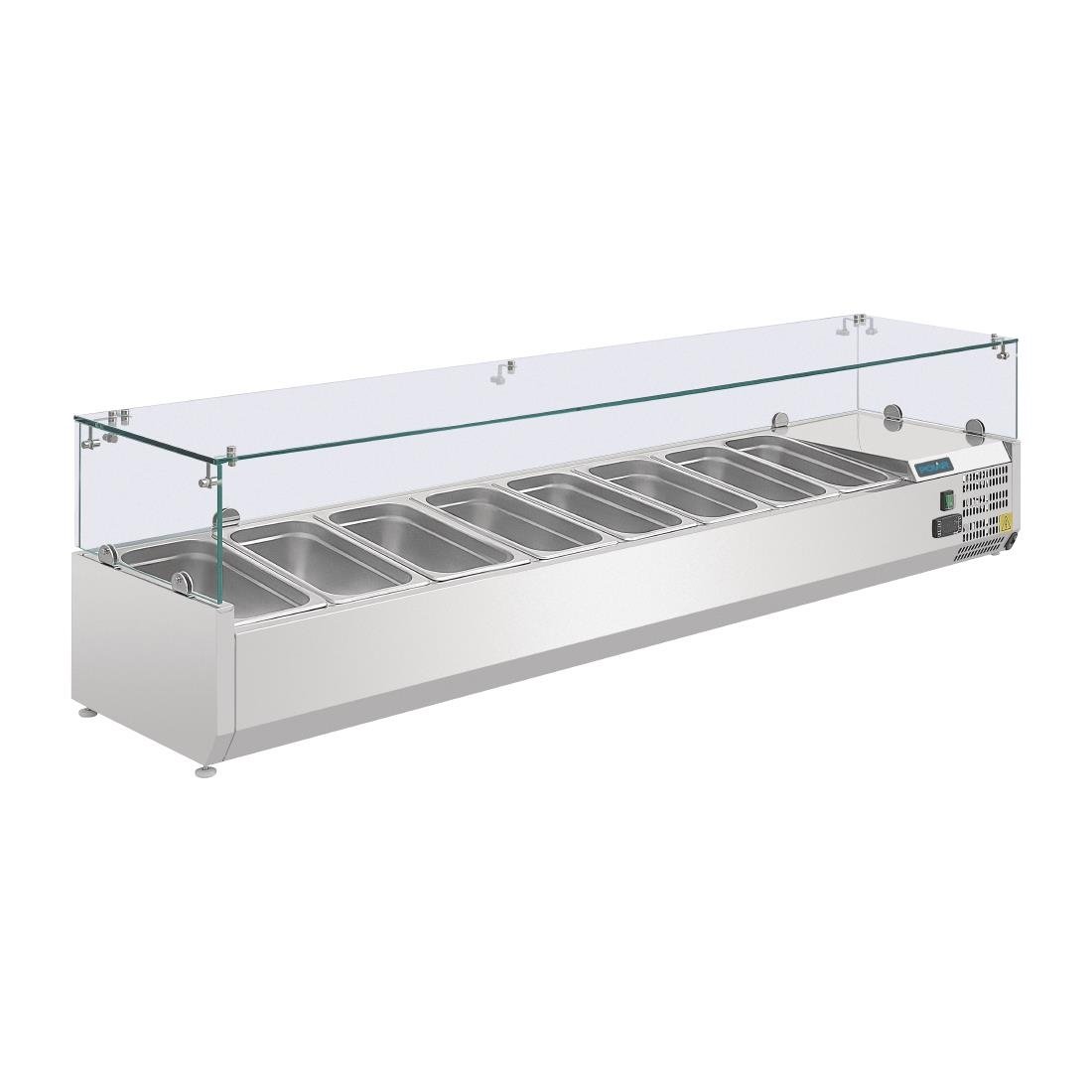 Polar G-Series Countertop Prep Fridge 8x 1/4GN with Glass Sneeze guard