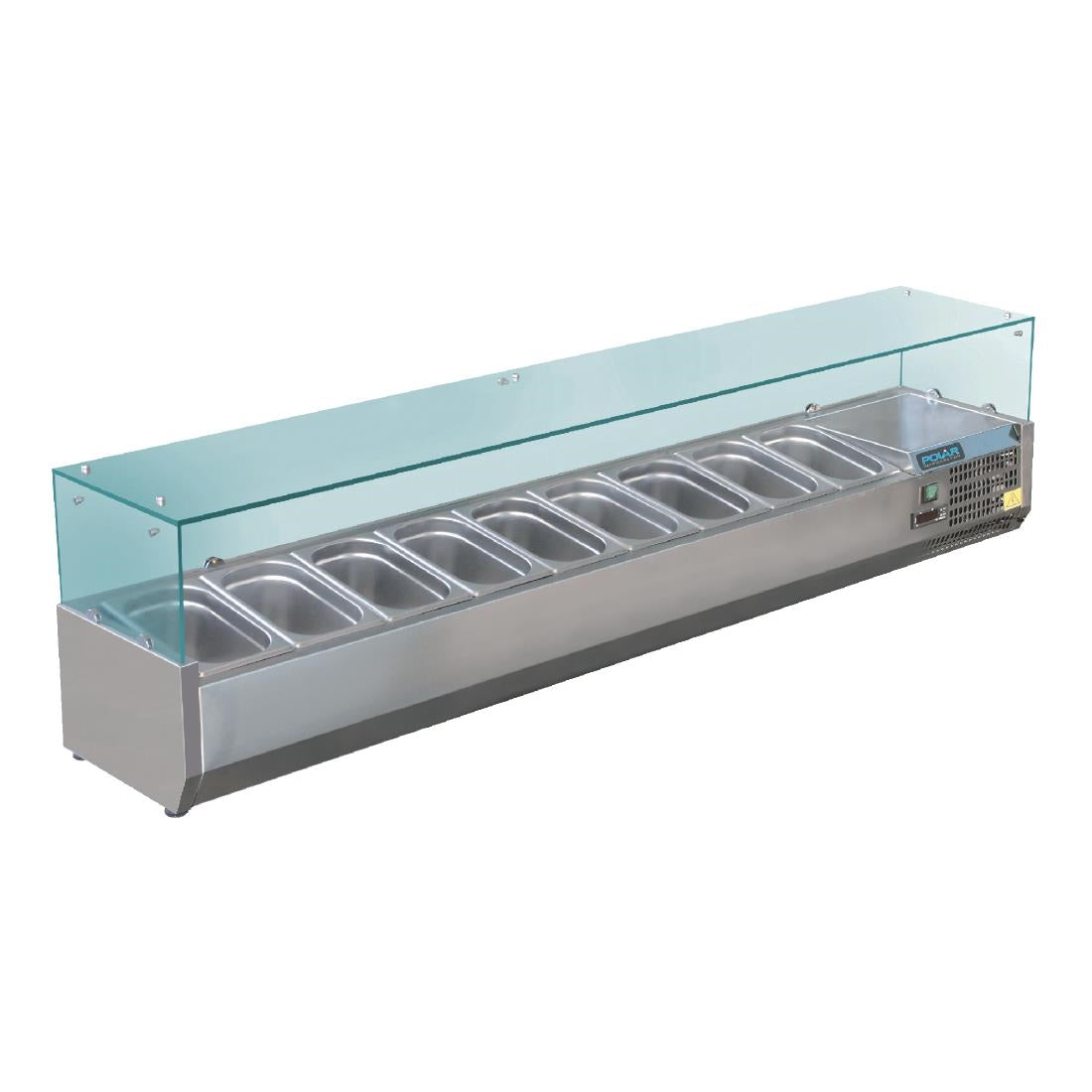 Polar G-Series Countertop Prep Fridge 9x 1/3GN with Glass Sneeze guard