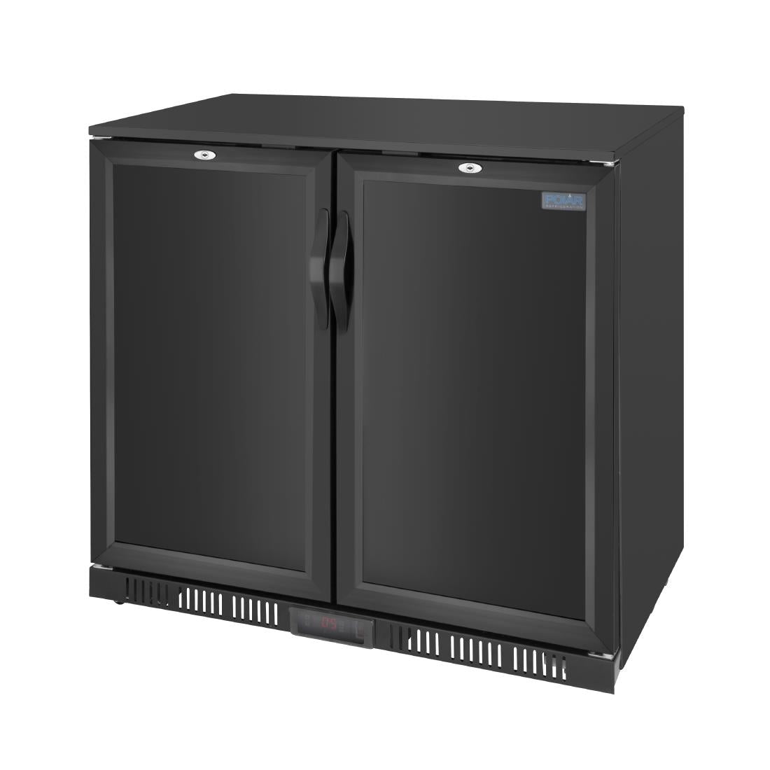 Polar G-Series Back Bar Cooler with Double Solid Hinged Doors Black - 850mm