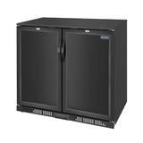 Polar G-Series Back Bar Cooler with Double Solid Hinged Doors Black - 850mm