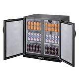 Polar G-Series Back Bar Cooler with Double Solid Hinged Doors Black - 850mm