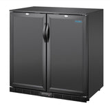 Polar G-Series Back Bar Cooler with Double Solid Hinged Doors Black - 850mm