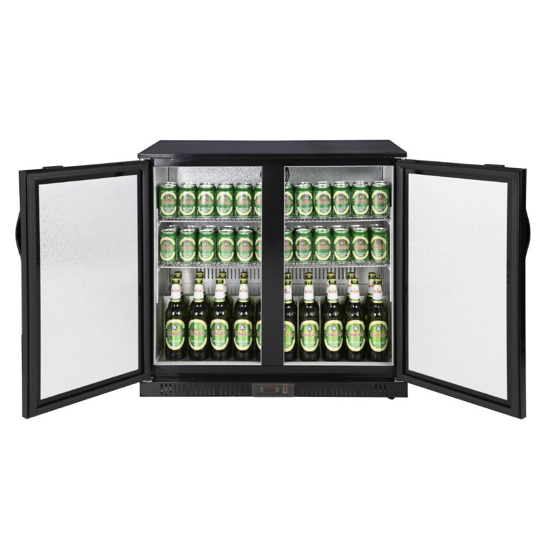 Polar G-Series Back Bar Cooler with Double Solid Hinged Doors Black - 850mm