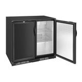 Polar G-Series Back Bar Cooler with Double Solid Hinged Doors Black - 850mm