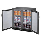 Polar G-Series Back Bar Cooler with Double Solid Hinged Doors Black - 850mm