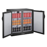 Polar G-Series Back Bar Cooler with Double Solid Hinged Doors Black - 850mm