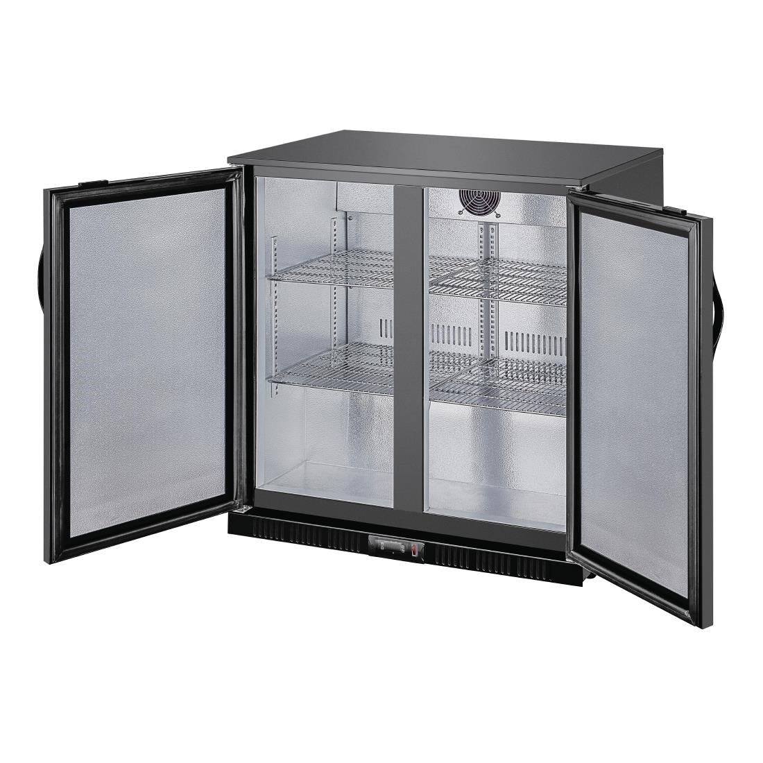 Polar G-Series Back Bar Cooler with Double Solid Hinged Doors Black - 850mm