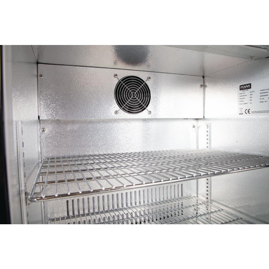 Polar G-Series Back Bar Cooler with Single Solid Hinged Door Black - 900mm