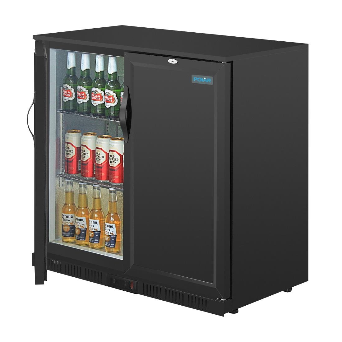 Polar G-Series Back Bar Cooler with Double Solid Hinged Doors Black - 850mm