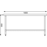Vogue Table St/St - 1800x900x900mm 70 3/4x35 1/2x35 1/2"