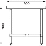 Vogue Table St/St - 1800x900x900mm 70 3/4x35 1/2x35 1/2"
