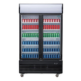 Polar G-Series Upright Display Cooler with Light Box Double Hinged Door - Black