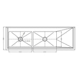 Vogue Double Bowl Sink R/H Drainer - 1800mm (90mm Drain)