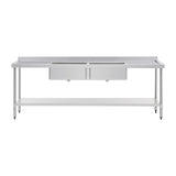 Vogue Double Bowl Sink Double Drainer - 2400mm (90mm Drain)