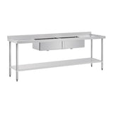 Vogue Double Bowl Sink Double Drainer - 2400mm (90mm Drain)