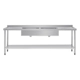 Vogue Double Bowl Sink Double Drainer - 2400mm x 700mm (90mm Drain)