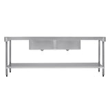 Vogue Double Bowl Sink Double Drainer - 2400mm x 700mm (90mm Drain)