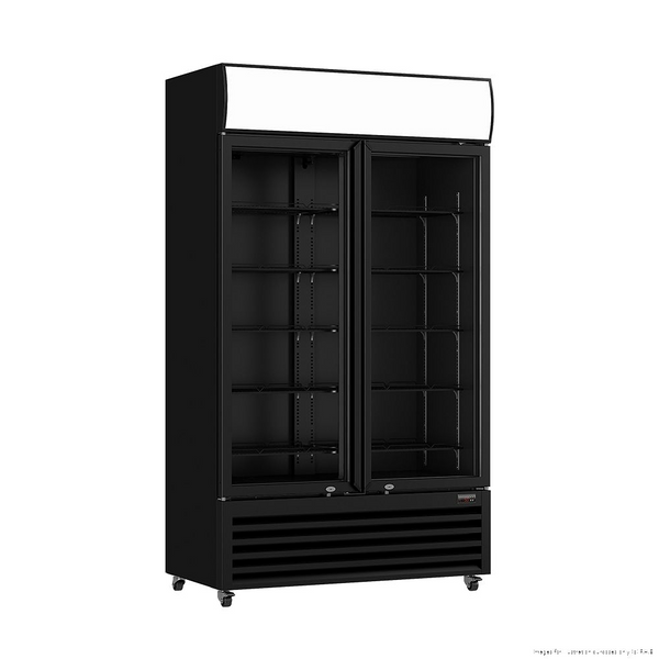 Thermaster Colourbond Upright Beverage Fridge 2 Doors Black 885L