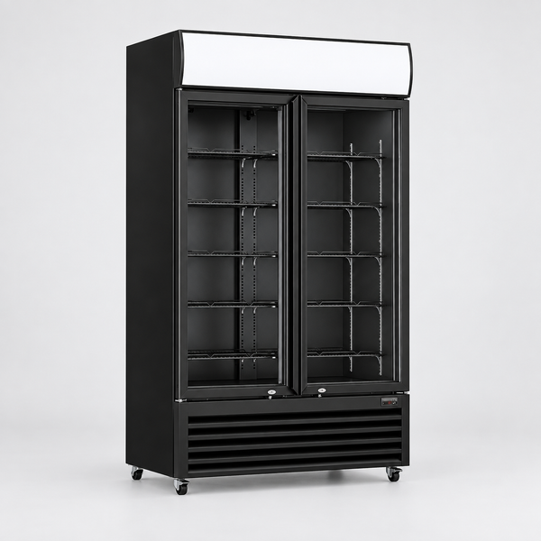 Thermaster Colourbond Upright Beverage Fridge 2 Doors Black 885L