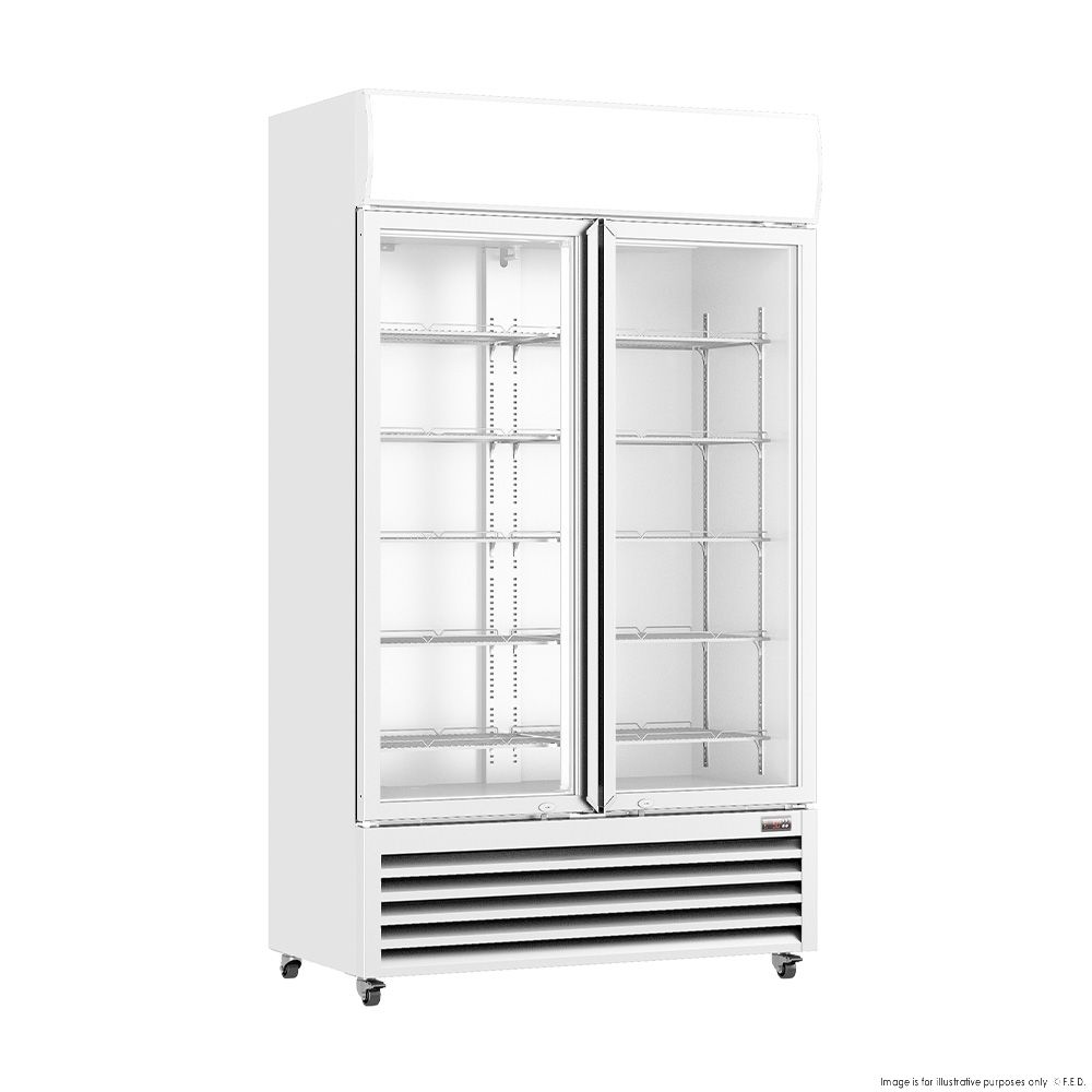 Comchef Upright Beverage Fridge 2 Doors White CH-1000L
