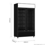Thermaster Large Two Glass Door Colourbond Upright Drink Fridge - LG-1200BP