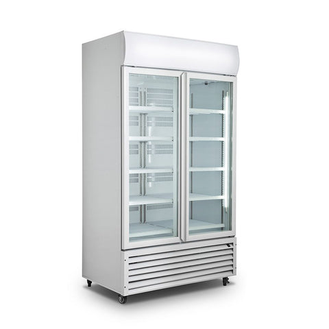 Thermaster Double Glass Door Colourbond Upright Drink Fridge 1075L