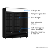 Thermaster Three Glass Door Colourbond Upright Drink Fridge - LG-1203BP