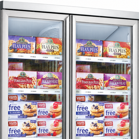 LG-1500GBMF glass doors and stocked shelves detail