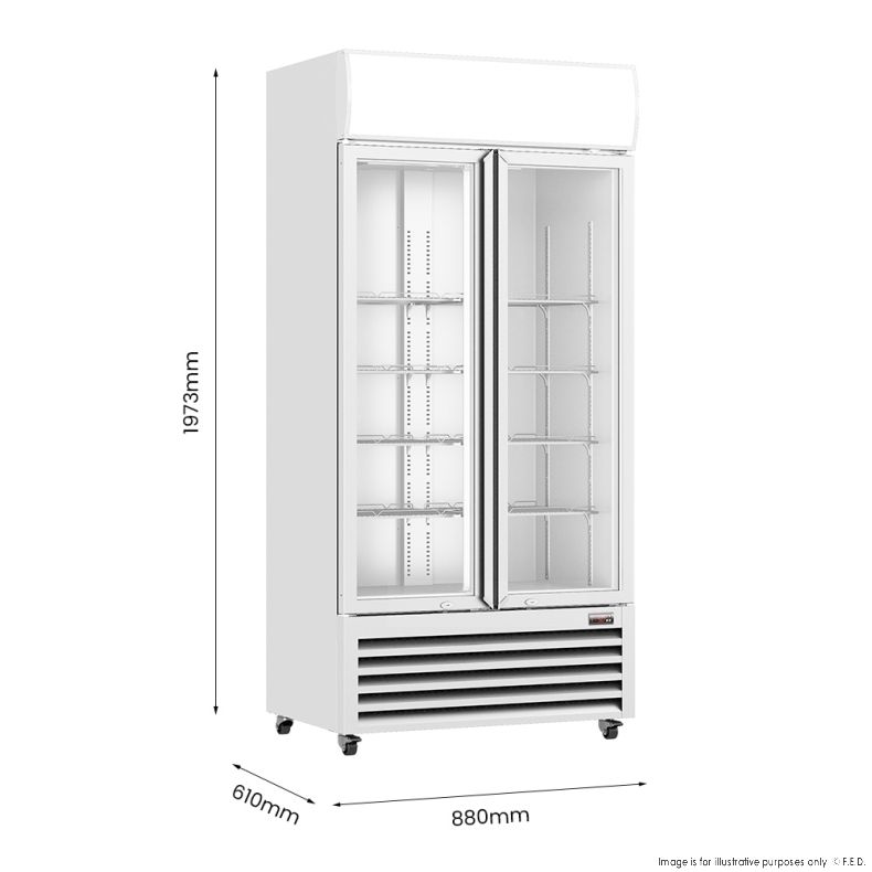 Thermaster Double Glass Door Colourbond Upright Drink Fridge - LG-580P
