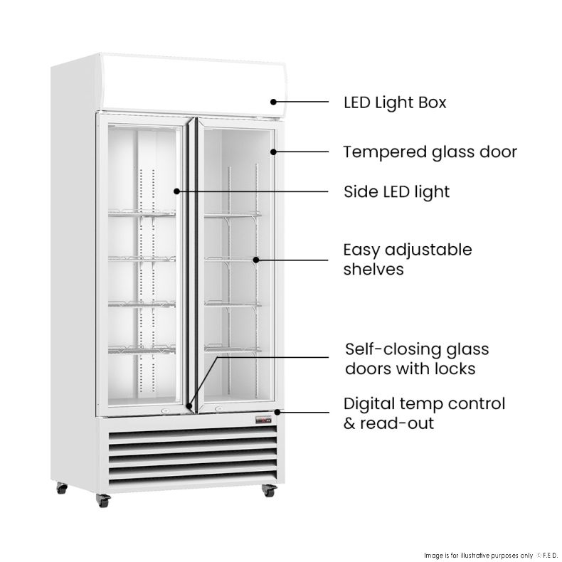 Thermaster Double Glass Door Colourbond Upright Drink Fridge - LG-580P