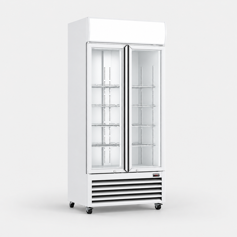Thermaster Double Glass Door Colourbond Upright Drink Fridge 880 x 610 x 1973mm 487L