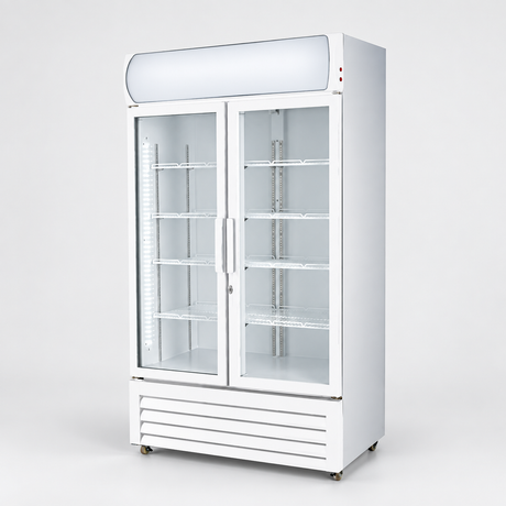 Thermaster LG-730P two glass door beverage fridge — enhanced studio view