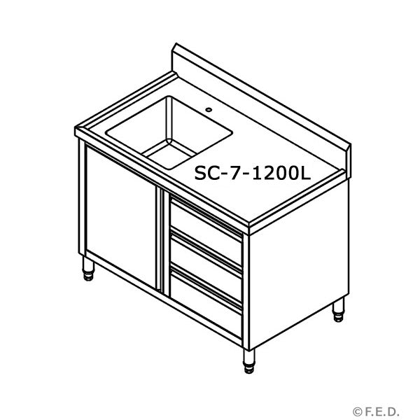 SC-7-1200L-H CABINET WITH LEFT SINK  - MODULAR SYSTEMS