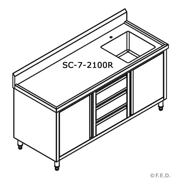 SC-7-2100R-H CABINET WITH RIGHT SINK  - MODULAR SYSTEMS