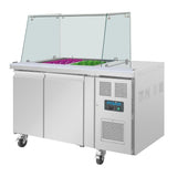 Polar U-Series GN Counter Saladette with Square Sneeze Guard - 2 Door