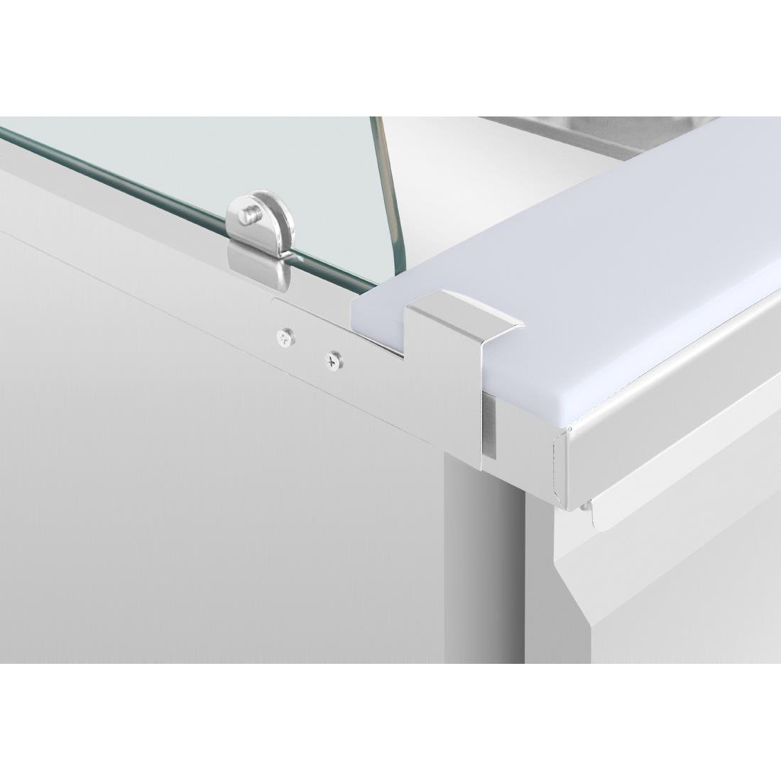 Polar U-Series GN Counter Saladette with Square Sneeze Guard - 3 Door