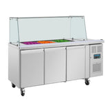Polar U-Series GN Counter Saladette with Square Sneeze Guard - 3 Door