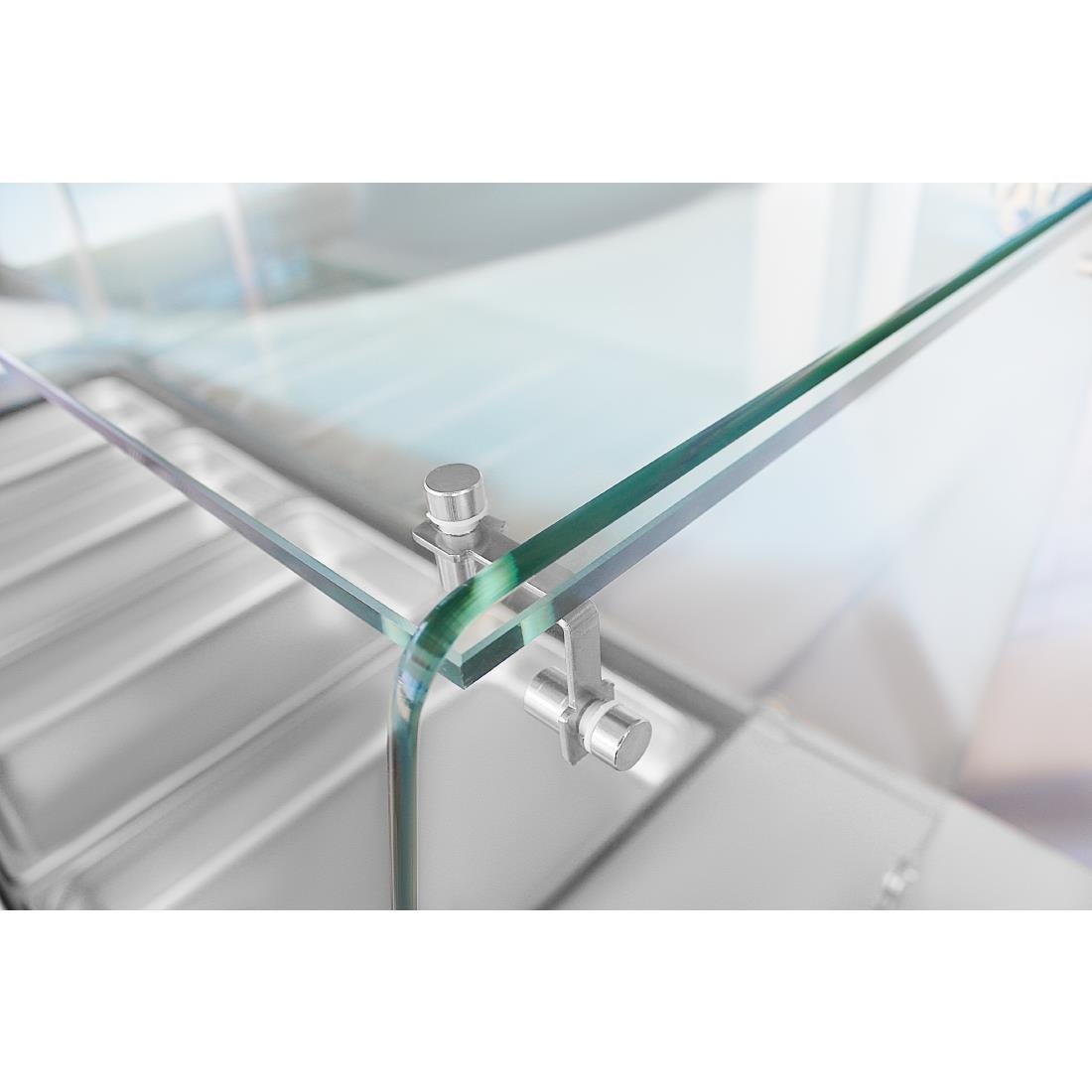 Polar U-Series GN Counter Saladette with Square Sneeze Guard - 4 Door