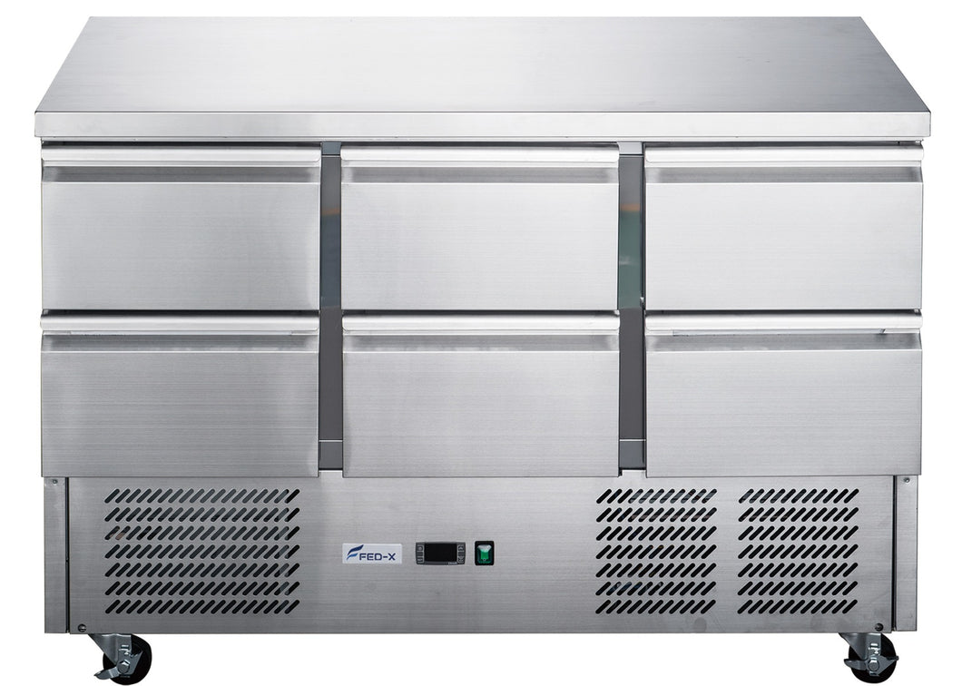FED-X Six Drawer Compact Workbench Fridge - XGNS1300-6D